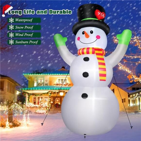 10 FT Christmas Inflatables Snowman Wear Magic Hat, Blow Up Outdoor Decor - Picture 4 of 7
